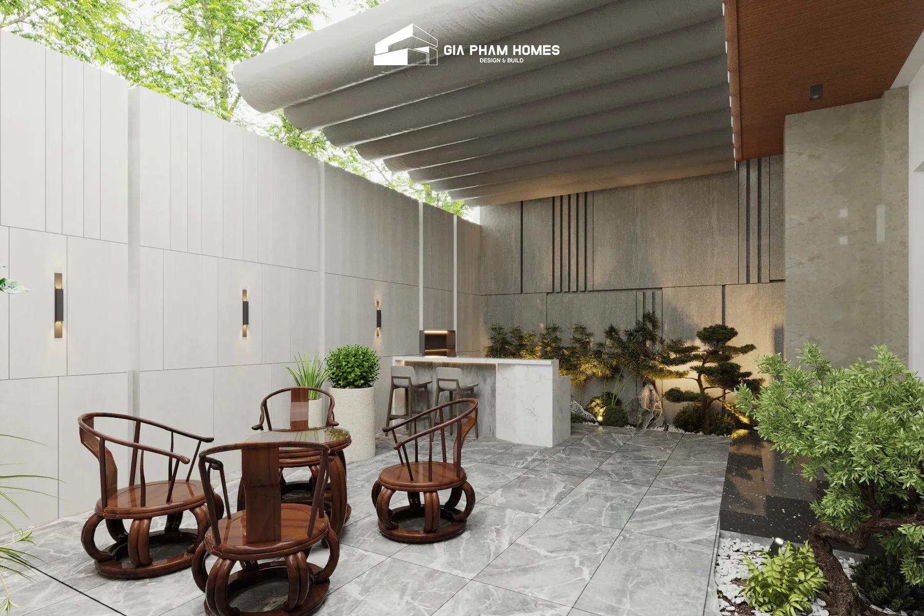Lâm Gia Villa: Kiến Trúc - Sân Vườn - 5 | THI CÔNG XÂY DỰNG - SẢN XUẤT, LẮP ĐẶT NỘI THẤT: NHÀ Ở, VĂN PHÒNG, KHÁCH SẠN... - GIA PHAM HOMES Design & Construction