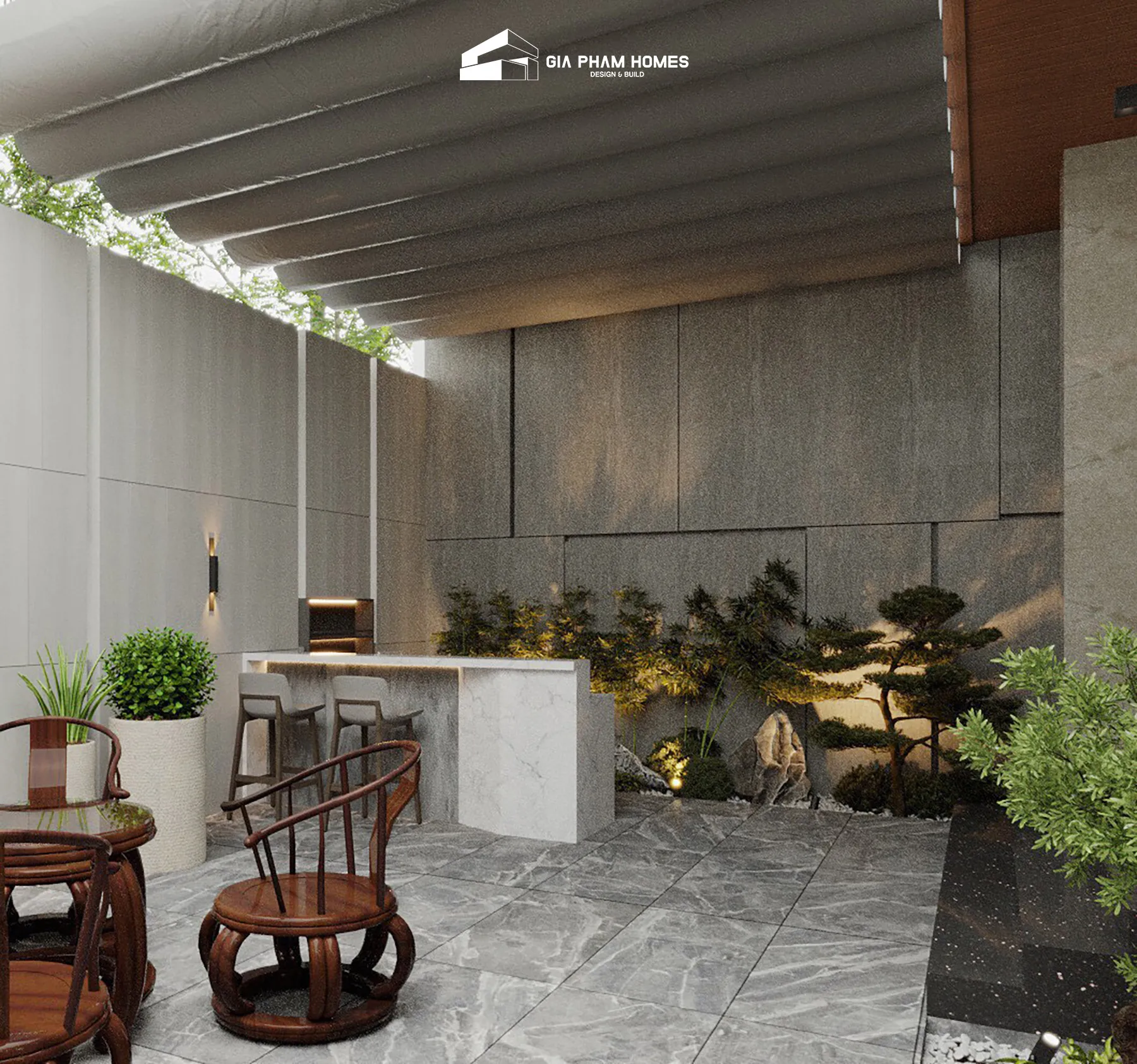 Lâm Gia Villa: Kiến Trúc - Sân Vườn - 6 | THI CÔNG XÂY DỰNG - SẢN XUẤT, LẮP ĐẶT NỘI THẤT: NHÀ Ở, VĂN PHÒNG, KHÁCH SẠN... - GIA PHAM HOMES Design & Construction