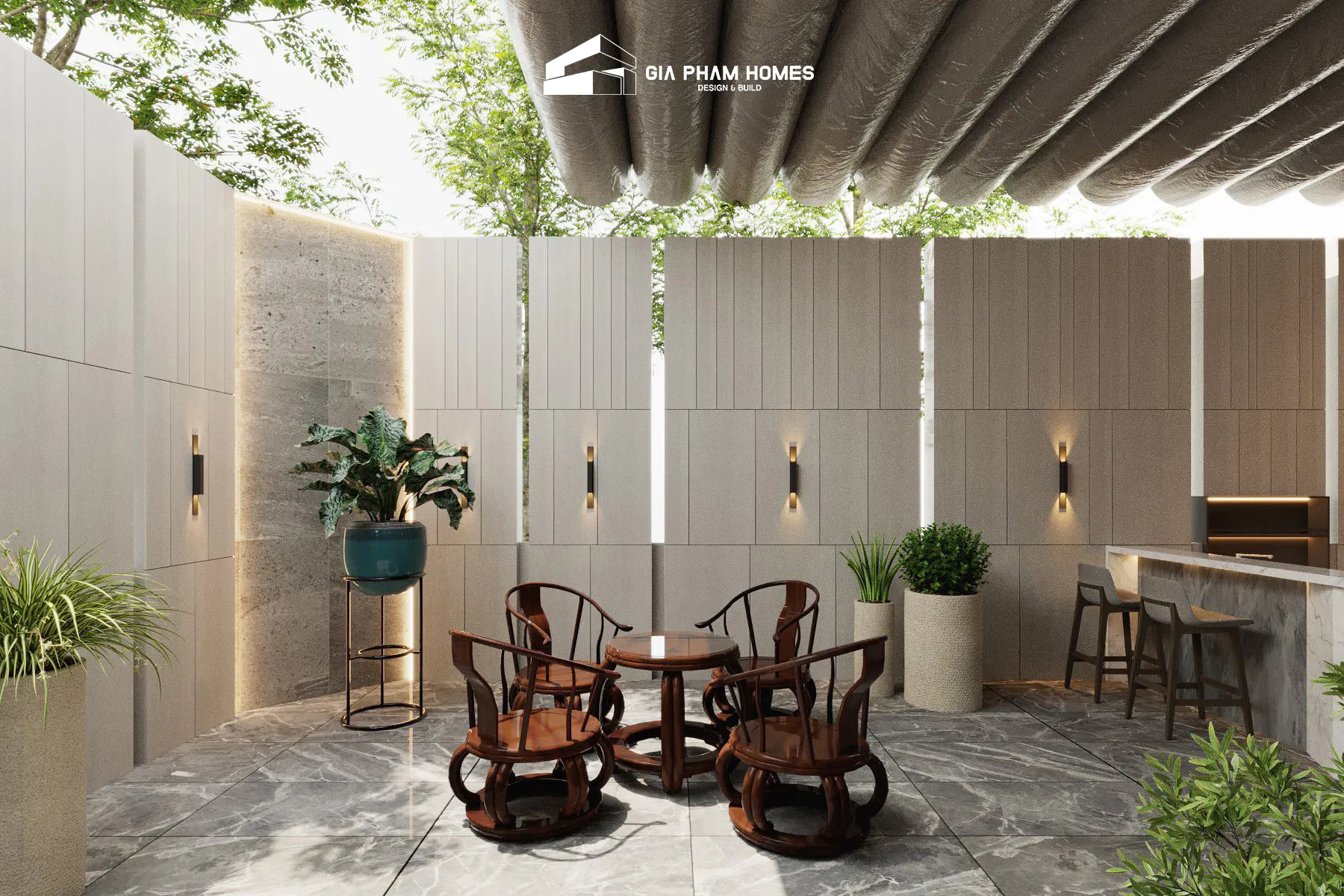 Lâm Gia Villa: Kiến Trúc - Sân Vườn - 8 | THI CÔNG XÂY DỰNG - SẢN XUẤT, LẮP ĐẶT NỘI THẤT: NHÀ Ở, VĂN PHÒNG, KHÁCH SẠN... - GIA PHAM HOMES Design & Construction