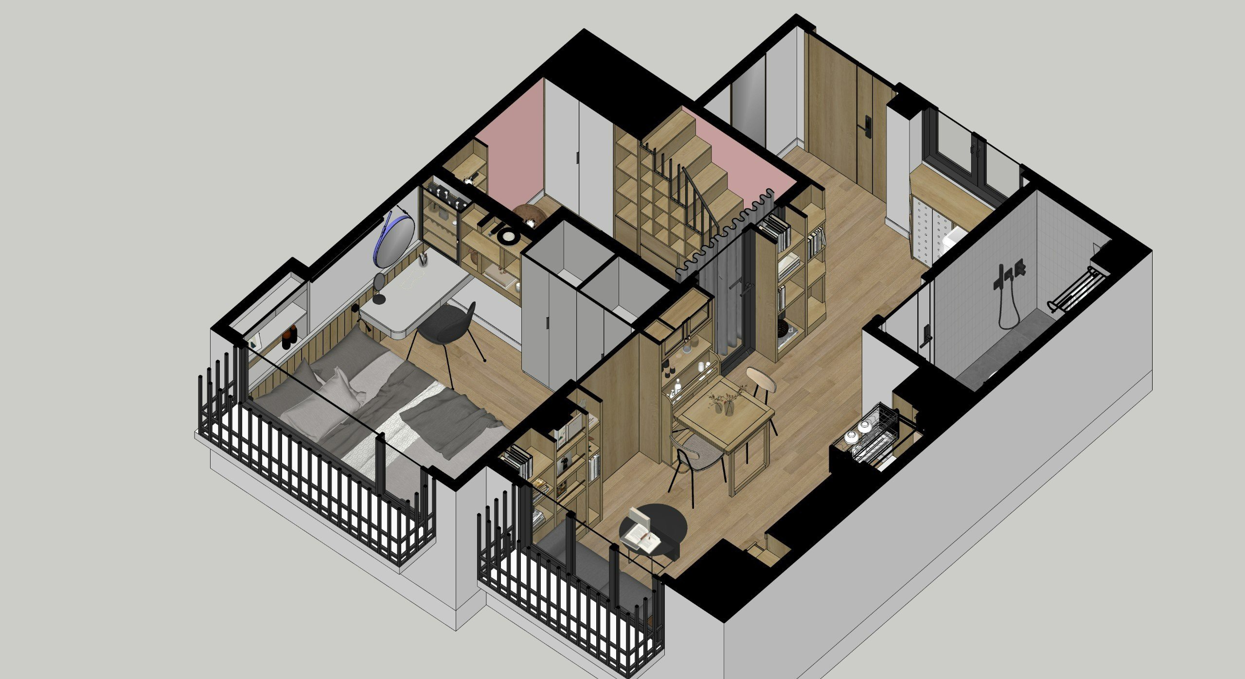 Thiết Kế Chung Cư Mini 2 Phòng Ngủ - 30,8m2