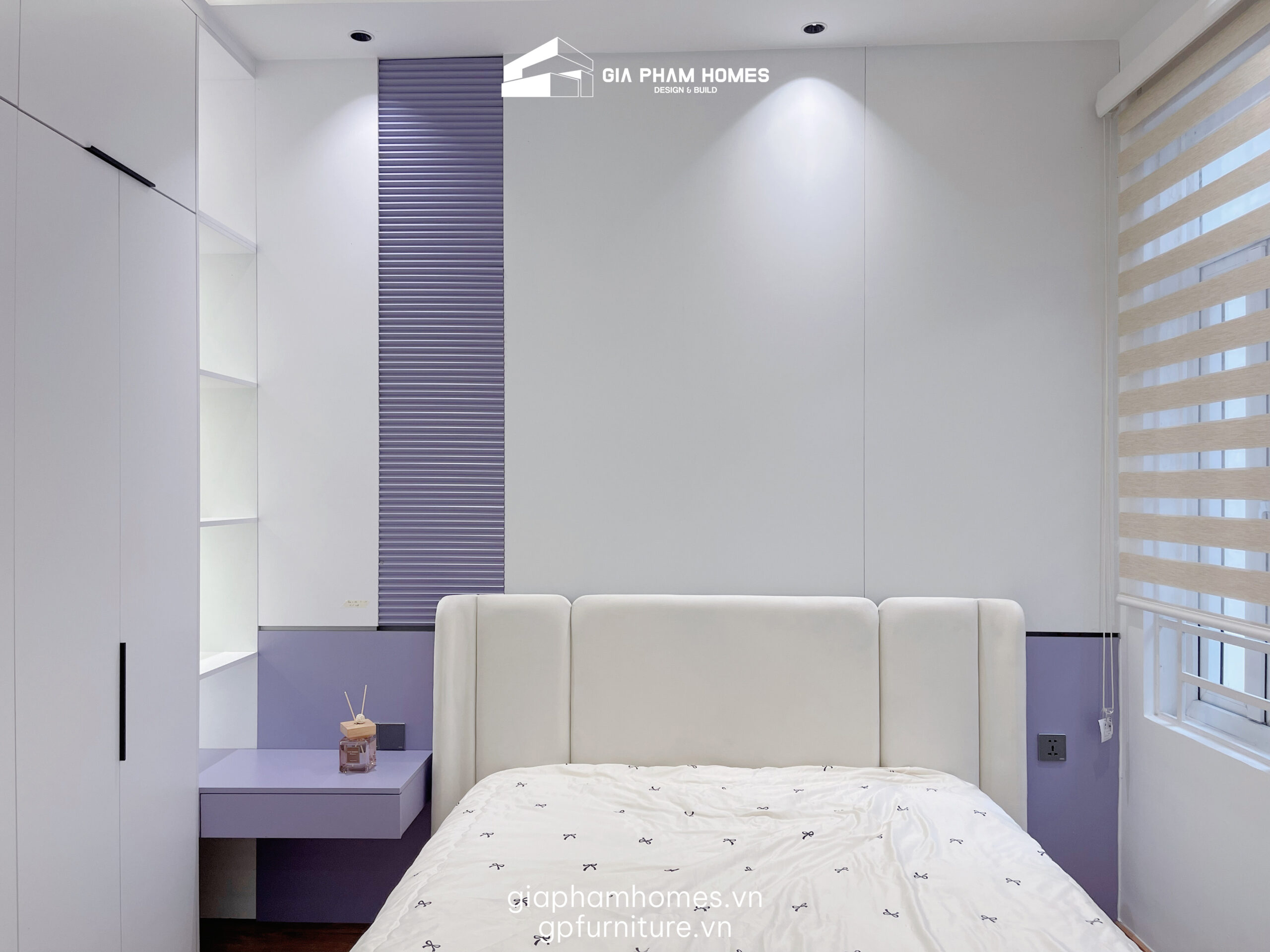 Phòng Ngủ Con Gái
Ngọt ngào và nữ tính với tông màu Trắng - Tím pastel.