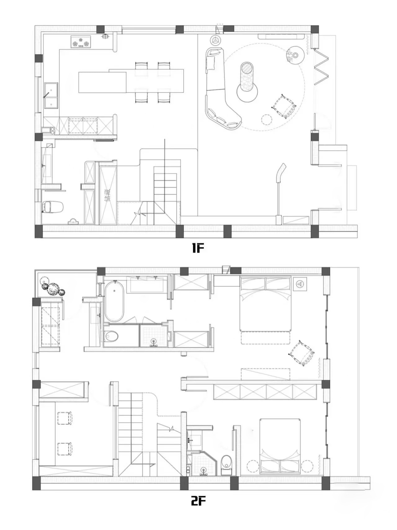 Layout chiếc nhà phố 2 tầng tối giản hiện đại